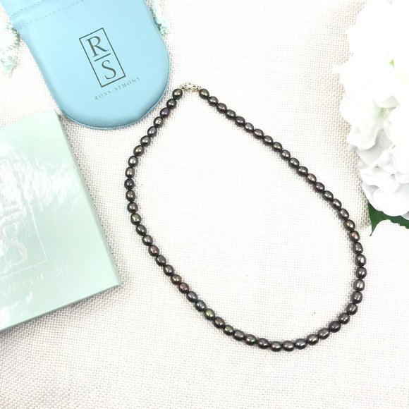 DESIGNER ROSS SIMONS 925 BLACK PEARL NECKLACE - Picture 4 of 12